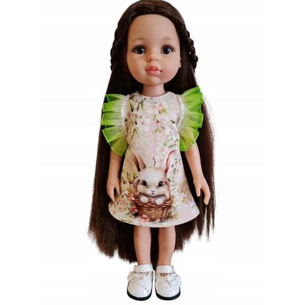 Dress for Paola Reina doll with tulle and bunny motif, age 3+
