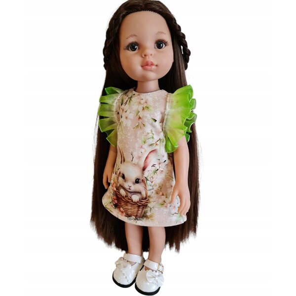 Dress for Paola Reina doll with tulle and bunny motif, age 3+