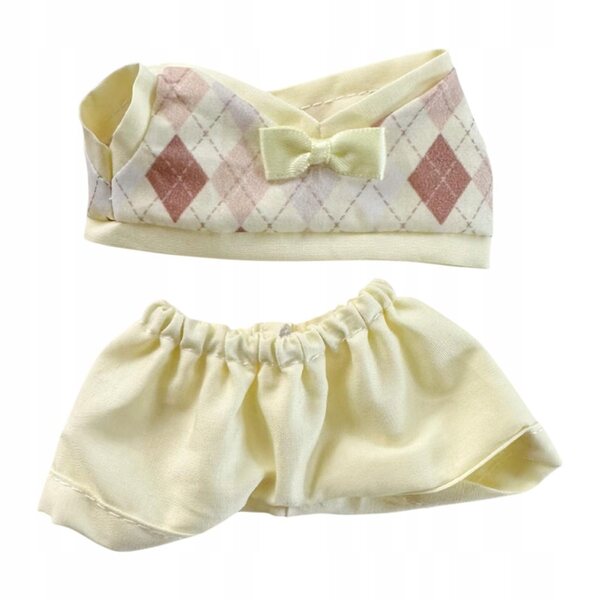 Set 2 vestiti a quadri per bambole 15-17 cm con pantaloni gialli morbidissimi