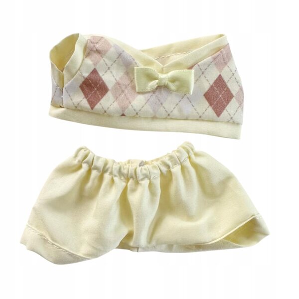 Set 2 vestiti a quadri per bambole 15-17 cm con pantaloni gialli morbidissimi