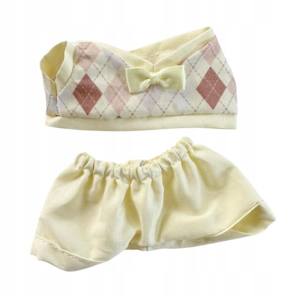 Set 2 vestiti a quadri per bambole 15-17 cm con pantaloni gialli morbidissimi