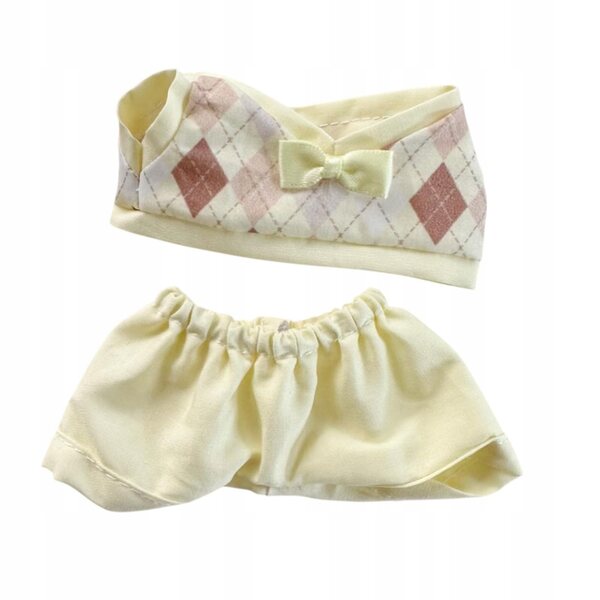 Set 2 vestiti a quadri per bambole 15-17 cm con pantaloni gialli morbidissimi