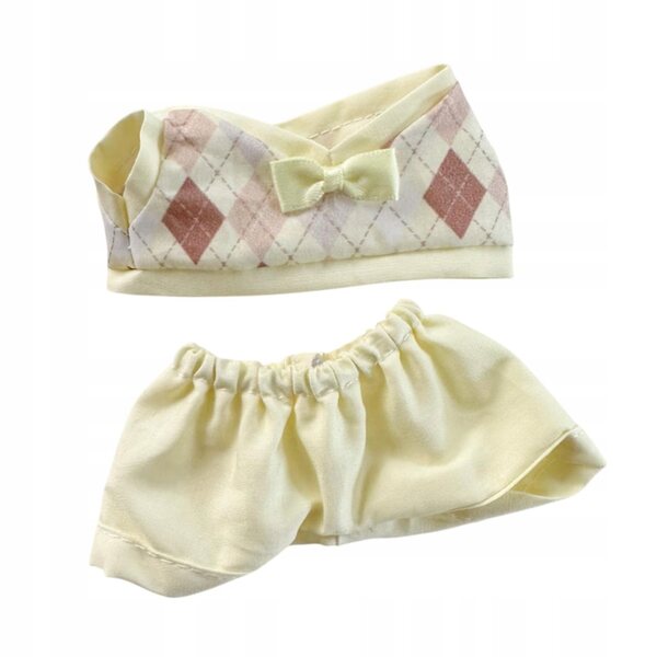 Set 2 vestiti a quadri per bambole 15-17 cm con pantaloni gialli morbidissimi