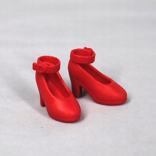 Scarpe rosse con tacco per bambole 1:6 compatibili Blythe, Licca, Momoko