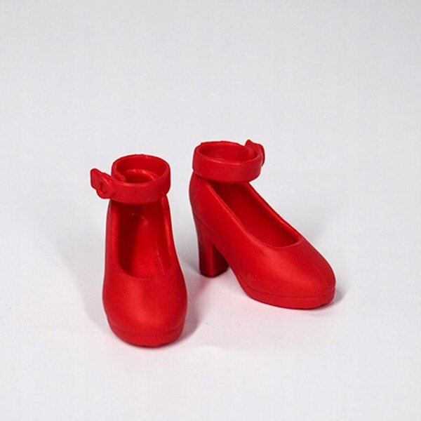 Scarpe rosse con tacco per bambole 1:6 compatibili Blythe, Licca, Momoko