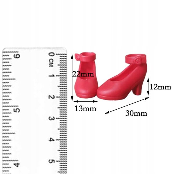 Scarpe rosse con tacco per bambole 1:6 compatibili Blythe, Licca, Momoko