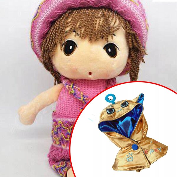 Bluza mit Kapuze und Umhang Cosplay für Puppen 15-17 cm goldfarben