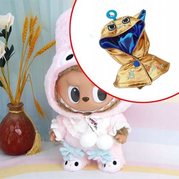 Bluza mit Kapuze und Umhang Cosplay für Puppen 15-17 cm goldfarben