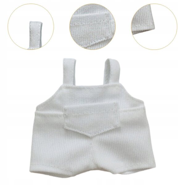 Pantaloni con bretelle per bambole 17 cm, abbigliamento miniatura resistente