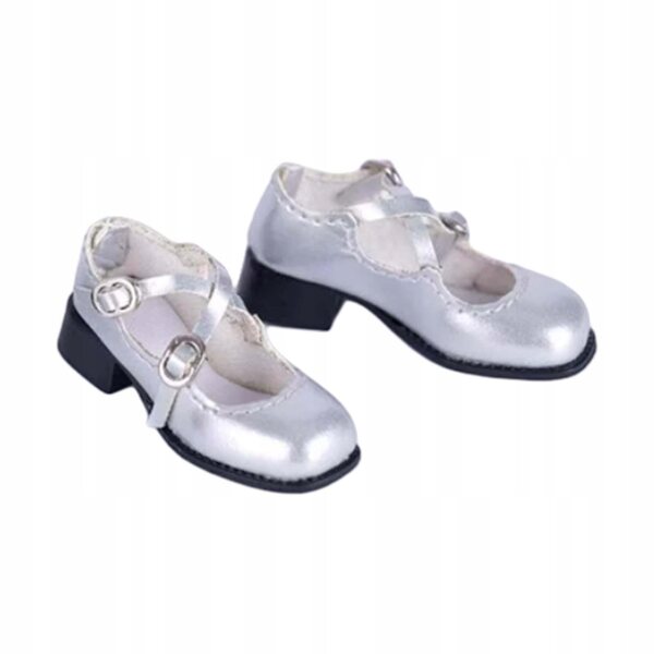 Bequeme und modische PU-Puppenschuhe mit niedrigem Absatz im Maßstab 1:6 für 12-Zoll-Figuren