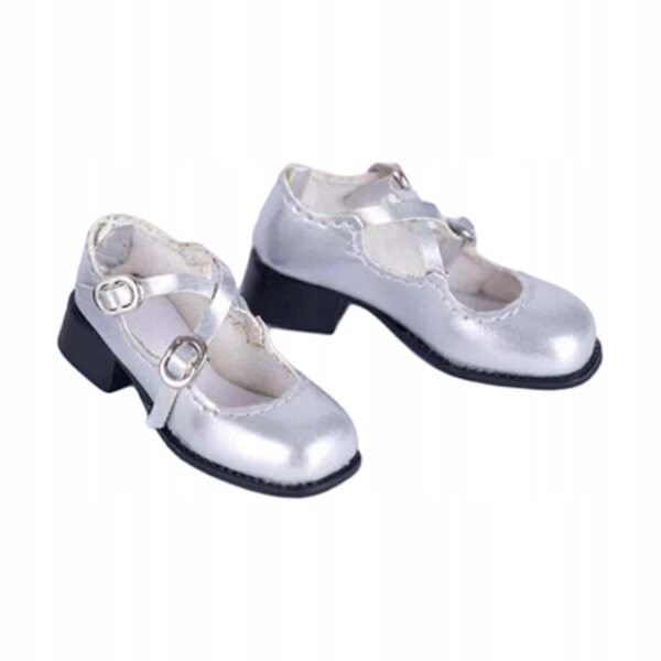 Bequeme und modische PU-Puppenschuhe mit niedrigem Absatz im Maßstab 1:6 für 12-Zoll-Figuren