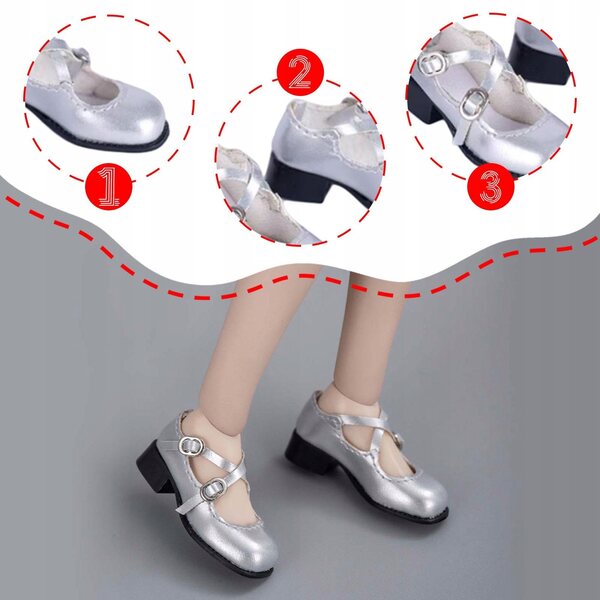 Bequeme und modische PU-Puppenschuhe mit niedrigem Absatz im Maßstab 1:6 für 12-Zoll-Figuren