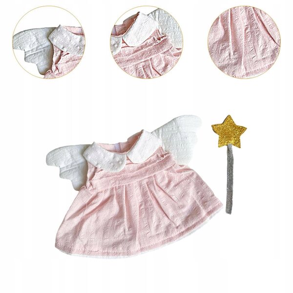Rosafarbenes Kleid für 20-cm-Puppe aus weichem Stoff, leicht zu tragen