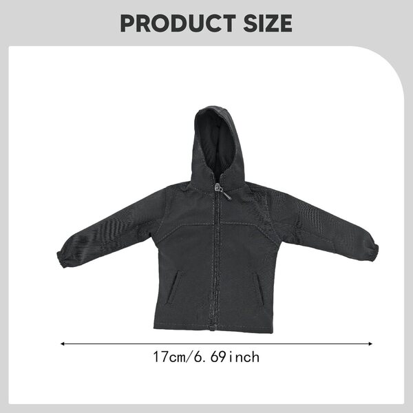 1/6 Kapuzenjacke für Actionfigur 30 cm aus Stoff, Casual Style Dunkelgrau