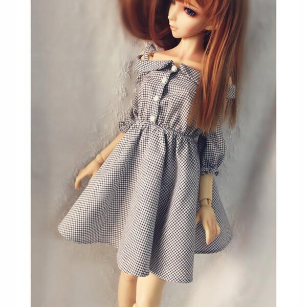 Kariertes Trägerkleid für 1/3 BJD SD Dollfie, Baumwolle