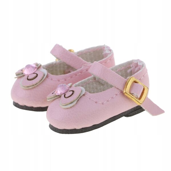 Scarpe in pelle PU rosa con fiocco e strass per bambole 1/6, 12'' Blythe