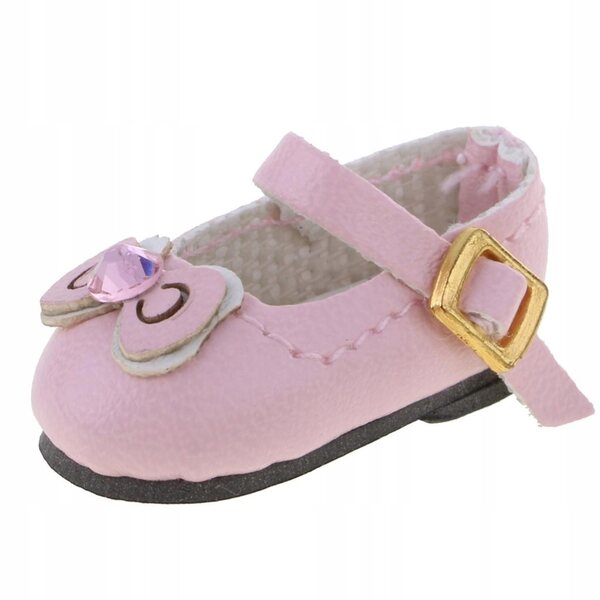 Scarpe in pelle PU rosa con fiocco e strass per bambole 1/6, 12'' Blythe