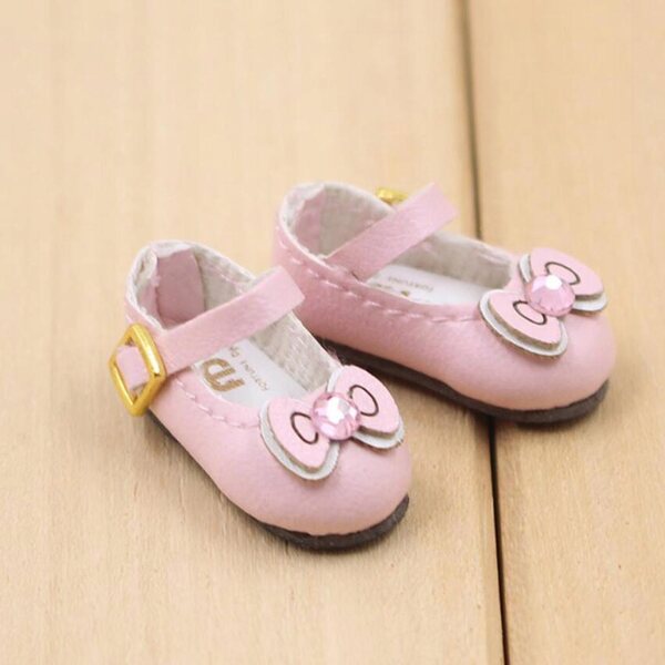 Scarpe in pelle PU rosa con fiocco e strass per bambole 1/6, 12'' Blythe
