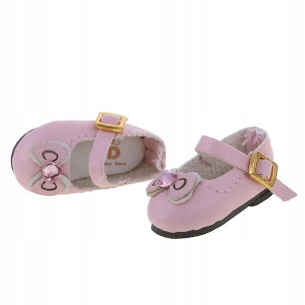 Scarpe in pelle PU rosa con fiocco e strass per bambole 1/6, 12'' Blythe