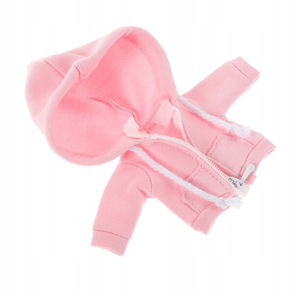 Bluza mit rosa Kapuze für 12 cm große Puppen aus weichem Stoff