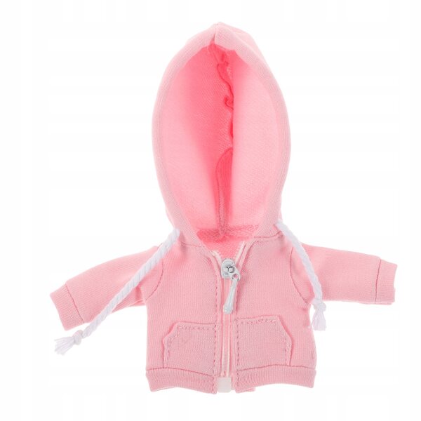 Bluza mit rosa Kapuze für 12 cm große Puppen aus weichem Stoff