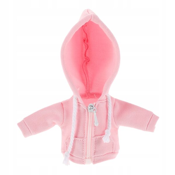 Bluza mit rosa Kapuze für 12 cm große Puppen aus weichem Stoff