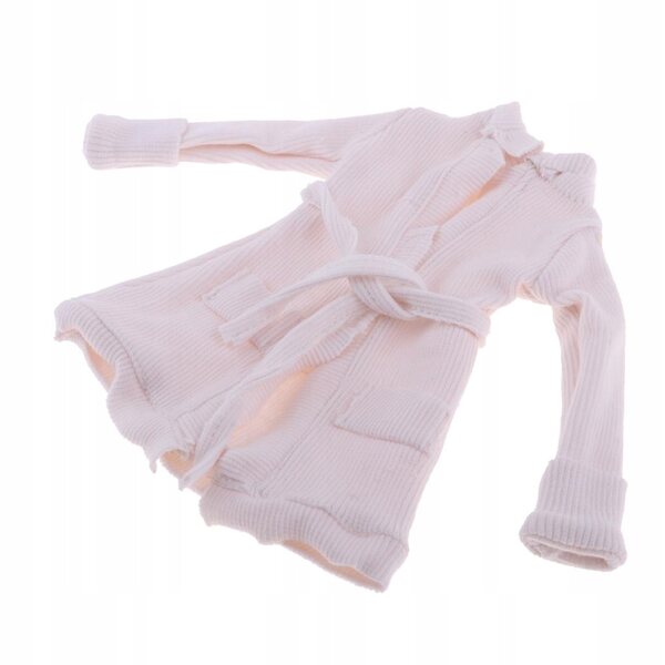Moderno cappotto bianco con cintura per bambole da 45 cm - abbigliamento elegante