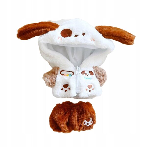 Kleidungsset für 20-cm-Puppe mit Reißverschlussmantel und Hose aus Plüschstoff