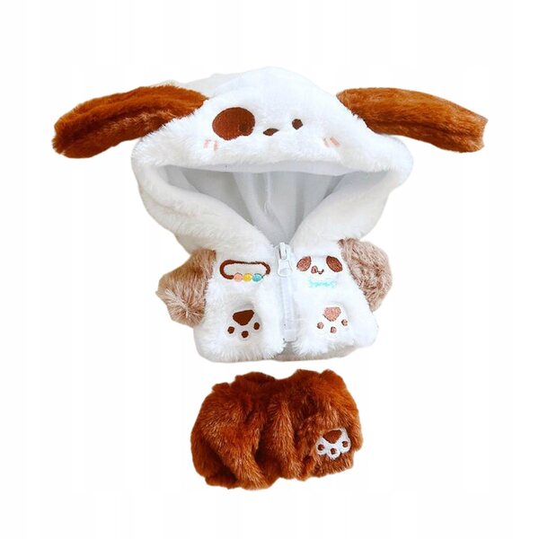 Kleidungsset für 20-cm-Puppe mit Reißverschlussmantel und Hose aus Plüschstoff