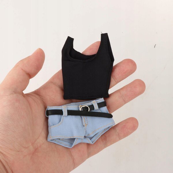 1/6 weibliches Kleidungsset Jeans mit Gürtel und hellblauer Weste für 12-Zoll-Puppen