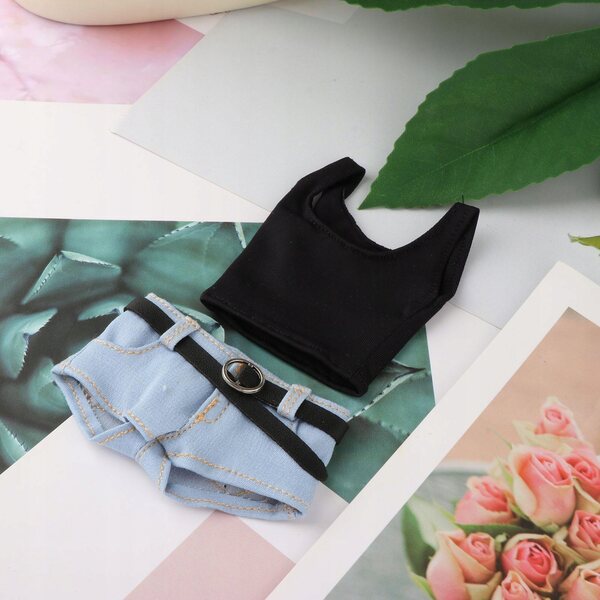 1/6 weibliches Kleidungsset Jeans mit Gürtel und hellblauer Weste für 12-Zoll-Puppen