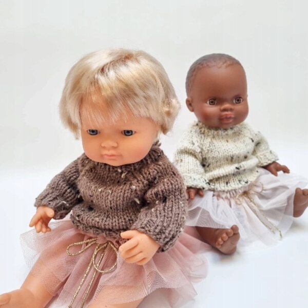Maglione naturale per bambole Miniland 38cm, Minikane e Paola Reina 34cm