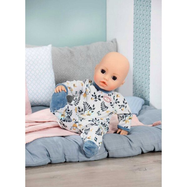 Baby Annabell Hellblauer Schlafanzug für 43 cm große Puppen mit Gartenmotiven und Haken