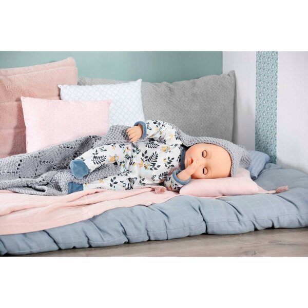 Baby Annabell Hellblauer Schlafanzug für 43 cm große Puppen mit Gartenmotiven und Haken
