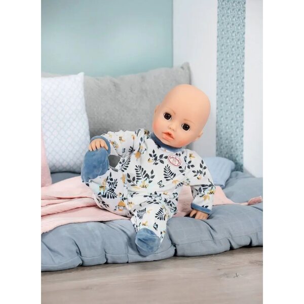 Baby Annabell Hellblauer Schlafanzug für 43 cm große Puppen mit Gartenmotiven und Haken