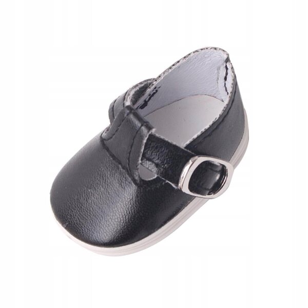 Scarpe in pelle PU nere con fibbie per bambole Mell Chan 14,5 pollici