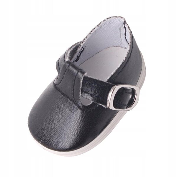 Scarpe in pelle PU nere con fibbie per bambole Mell Chan 14,5 pollici