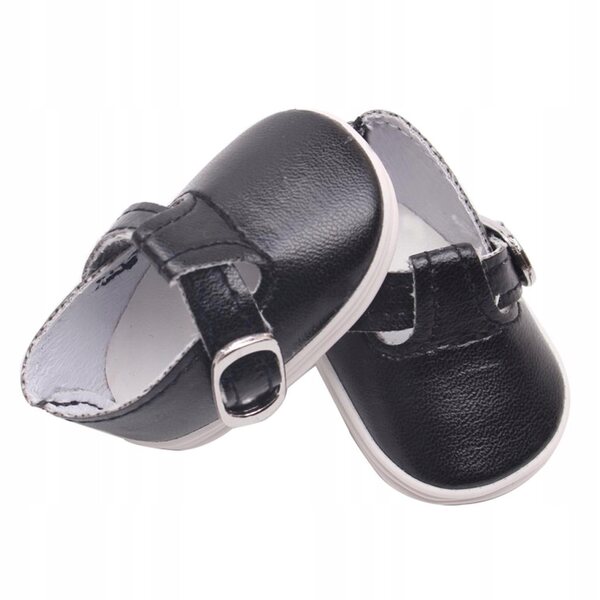 Scarpe in pelle PU nere con fibbie per bambole Mell Chan 14,5 pollici