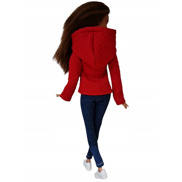 Kurtka rossa imbottita per bambole classiche moda 4+ anni con cappuccio