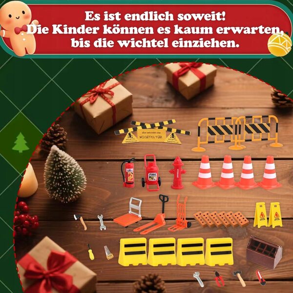 Elf Prankster – Set mit 38 Baustellenzubehörteilen im Maßstab 1:12 für kreatives Spielen
