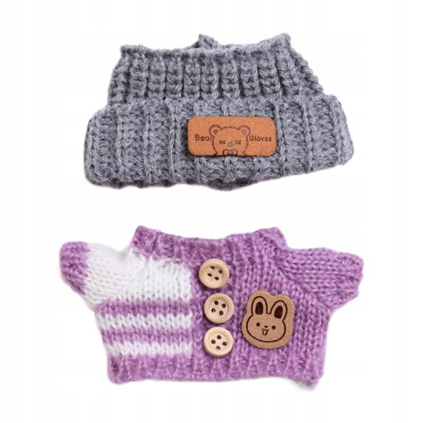 Labubu Dolls Abbigliamento per Bambole: Maglione e Cappello Beanie Viola in Tessuto Morbido