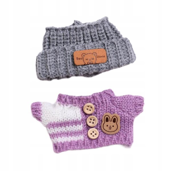 Labubu Dolls Abbigliamento per Bambole: Maglione e Cappello Beanie Viola in Tessuto Morbido