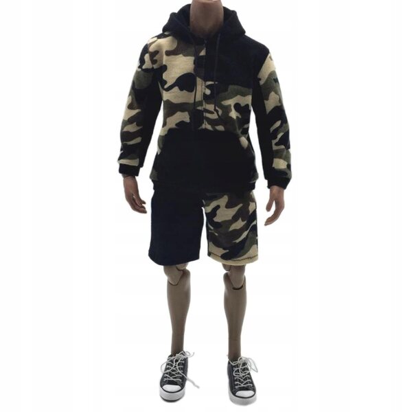 1:6 Hip-Hop-Kleidung für 12 Zoll große männliche Actionfiguren mit Sweatshirt und Shorts