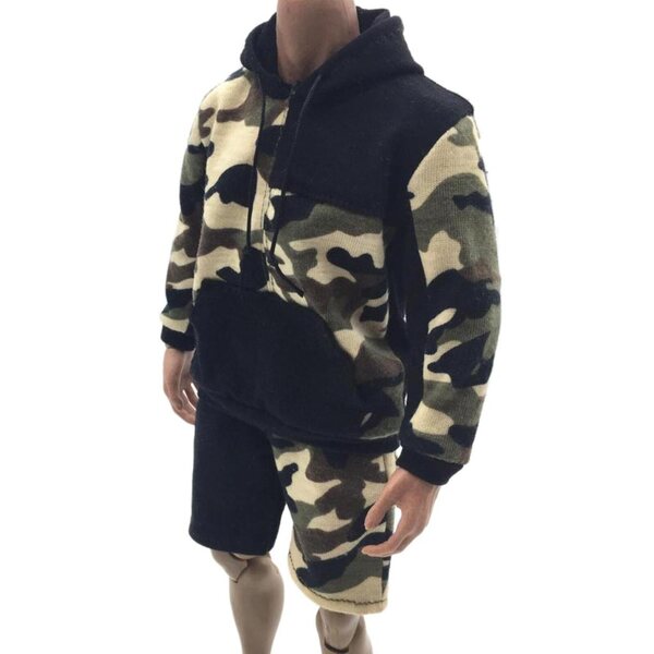 1:6 Hip-Hop-Kleidung für 12 Zoll große männliche Actionfiguren mit Sweatshirt und Shorts