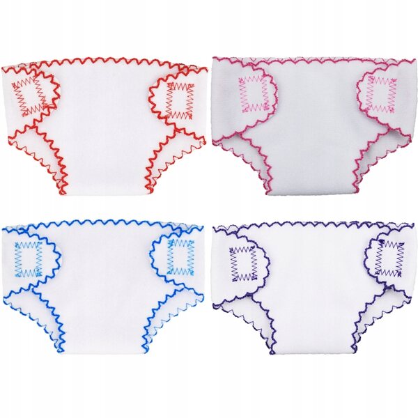 Set 4 Pannolini e Biancheria per Bambole - Accessori Colorati e Lavabili
