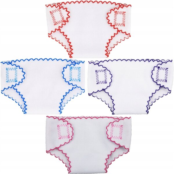Set 4 Pannolini e Biancheria per Bambole - Accessori Colorati e Lavabili