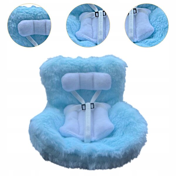 Puppenfahrzeug mit sicherem Sitz für 17 cm große Puppen – blaues Lernspielzeug