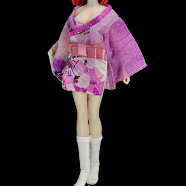 Kimono femminile in miniatura scala 1/12 colore viola con accessori completi