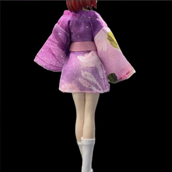 Kimono femminile in miniatura scala 1/12 colore viola con accessori completi