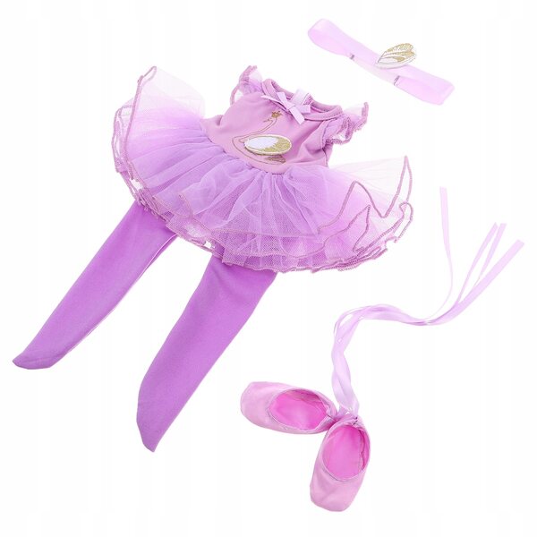 Komplettset lila Ballerinakleid mit Zubehör für 14-Zoll-Puppe
